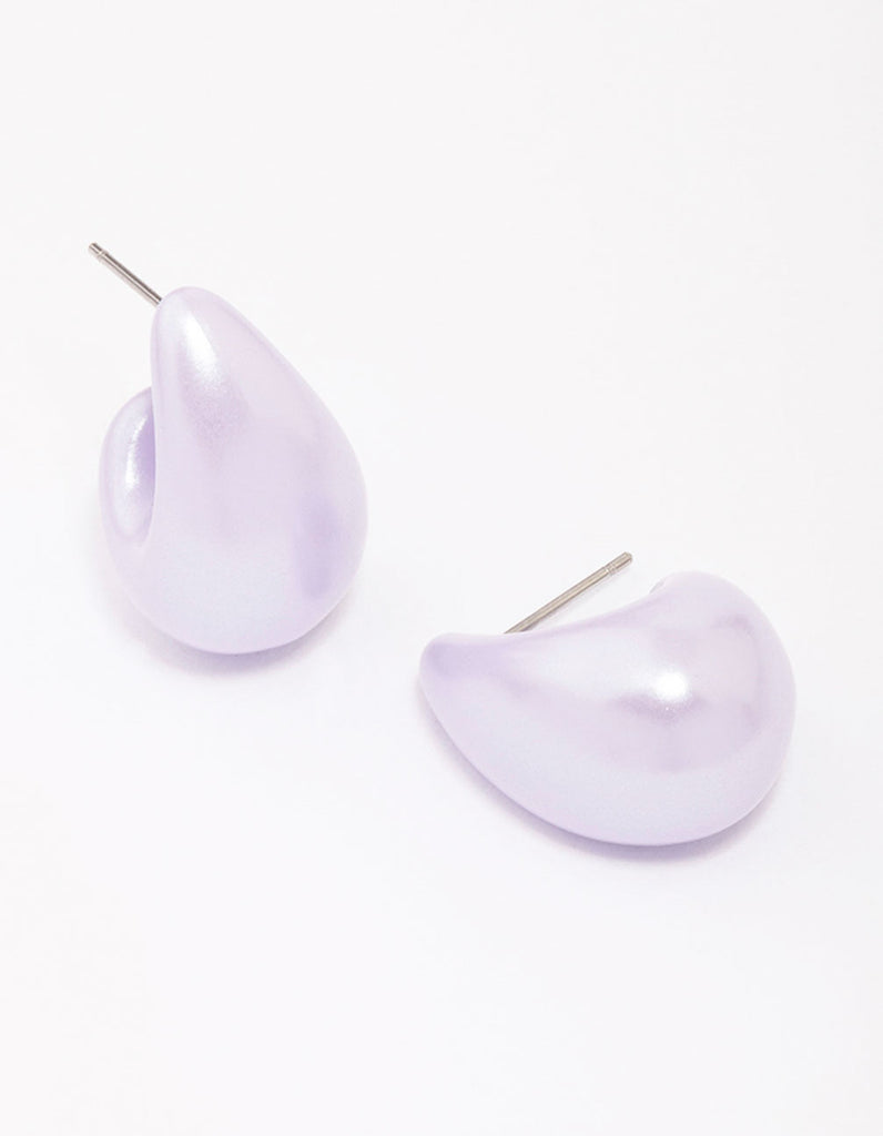 Lilac Iridescent Droplet Teardrop Huggie Hoop Earrings Lovisa
