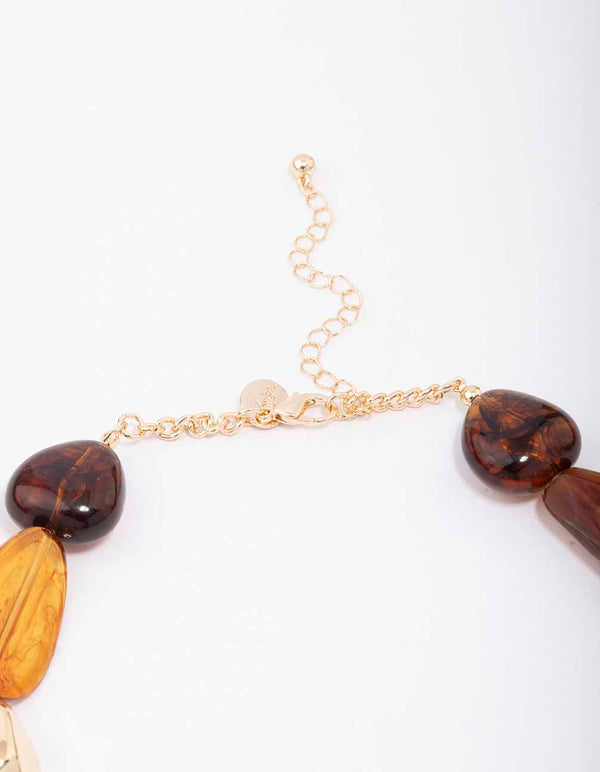 Gold Mixed Chunky Stone Necklace