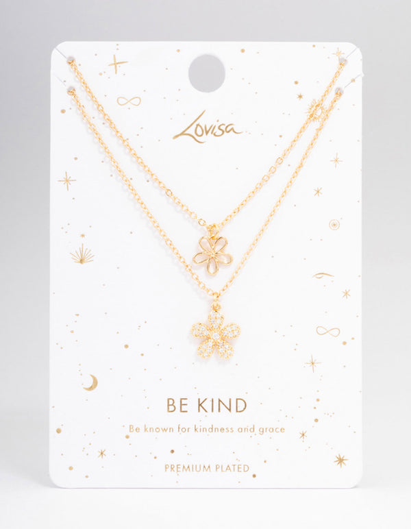 Gold Plated Little Daisy Layered Necklace