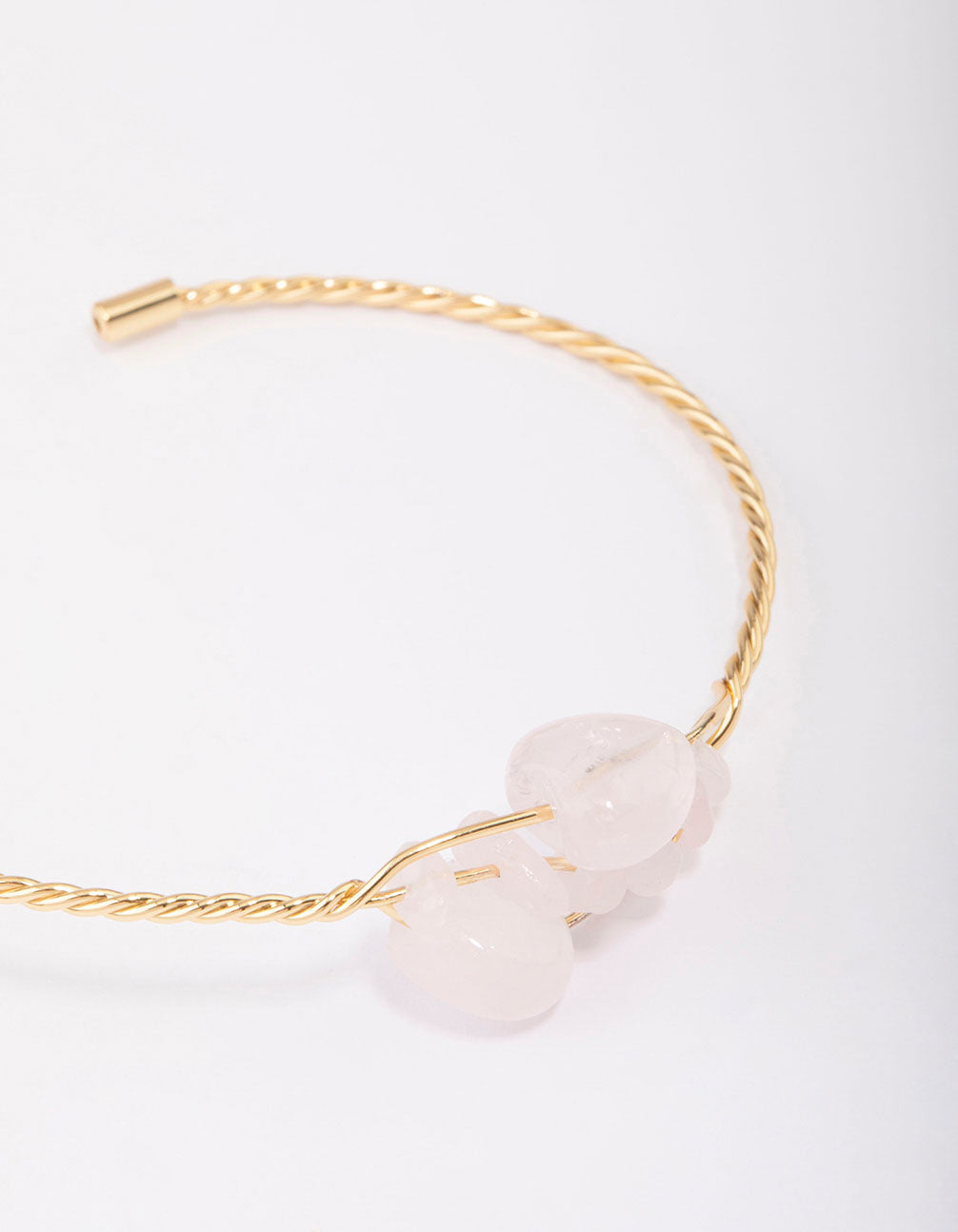 Gold Plated Wrapped Rose Quartz Wrist Cuff