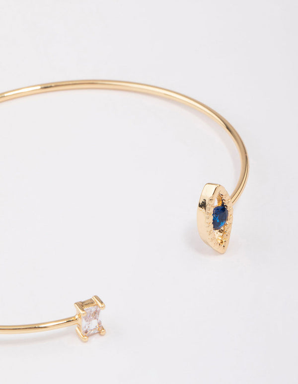 Gold Plated Evil Eye Cubic Zirconia Wrist Cuff