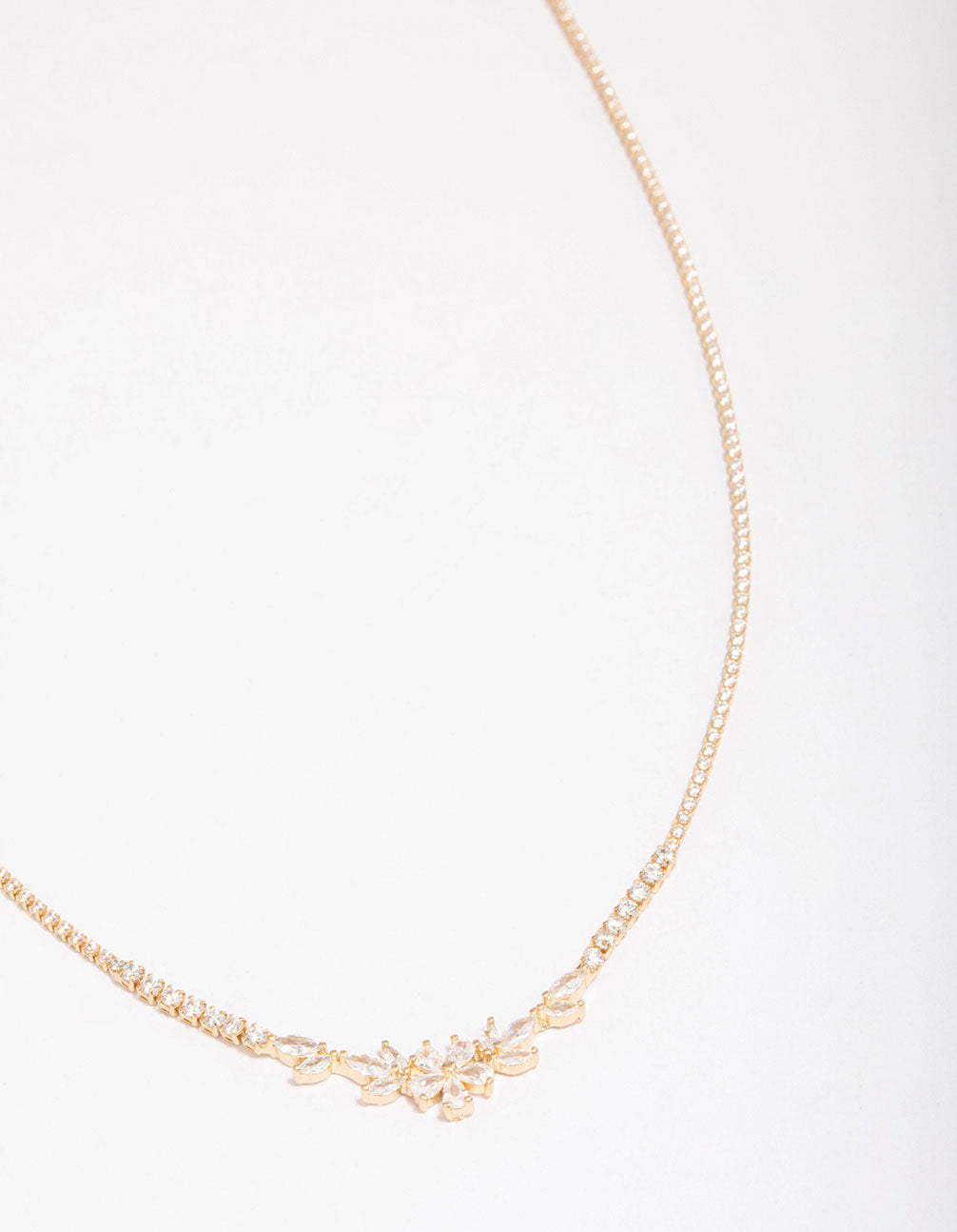 Gold Plated Dainty Cupchain Floral Necklace