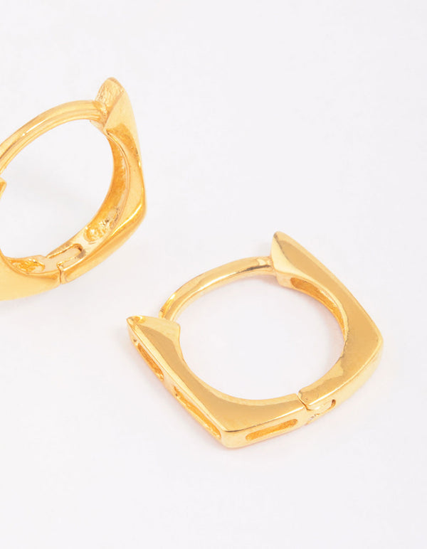 Gold Plated Sterling Silver Square Hoop Earrings