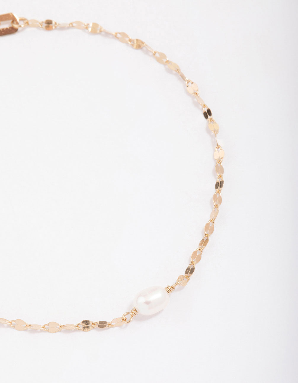 Gold Plated Sterling SIlver Freshwater Pearl Chain Bracelet