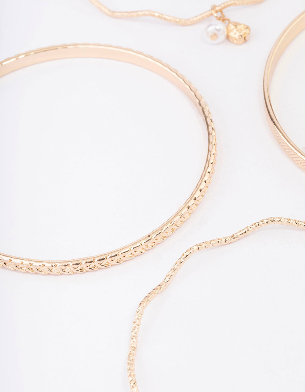 Gold Wavy Bangle 4-Pack