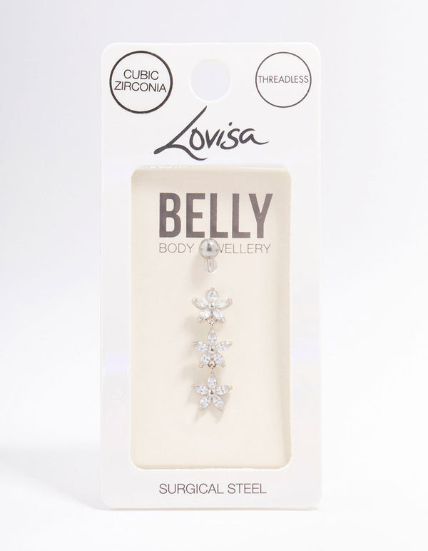 Surgical Steel Triangular Flower Drop Belly Piercing