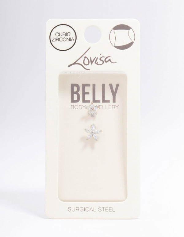 Surgical Steel Double Daisy Belly Piercing