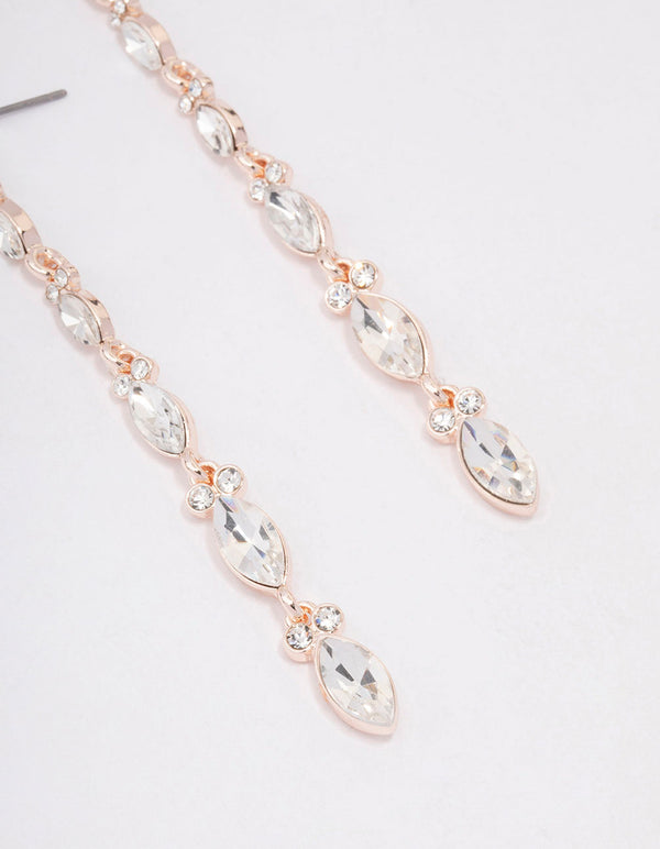 Rose Gold Pear Cup Chain Drop Earrings