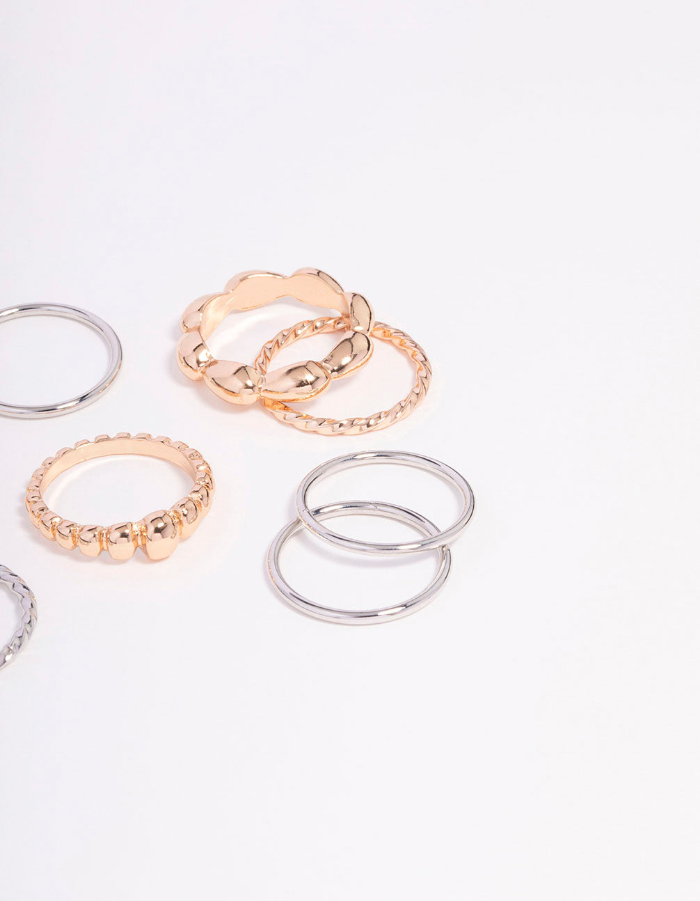 Gold & Silver Two-Toned Multi Spiral Ring 9-Pack