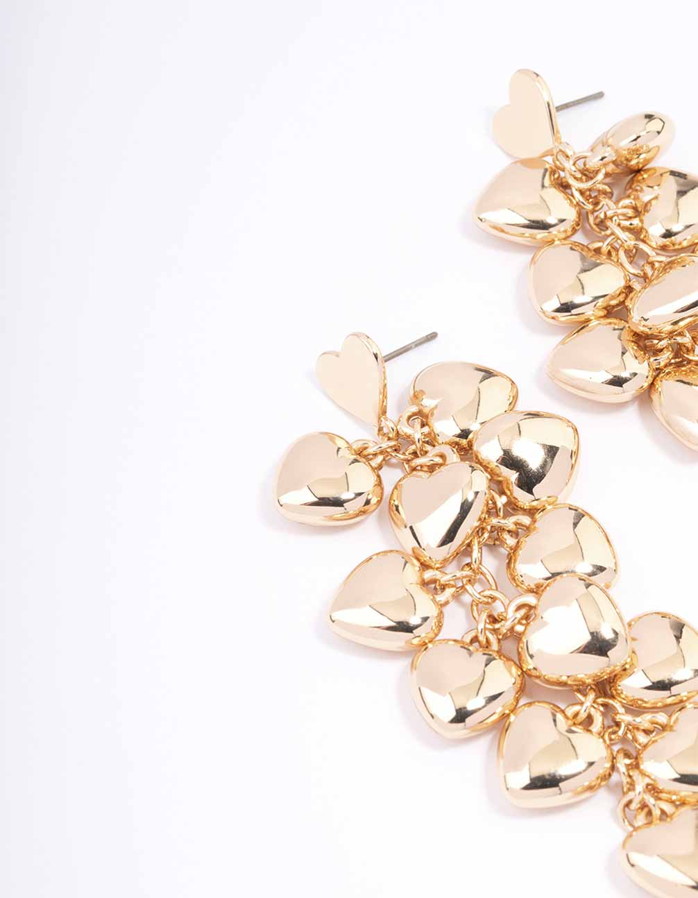 Gold Cascading Heart Drop Earrings