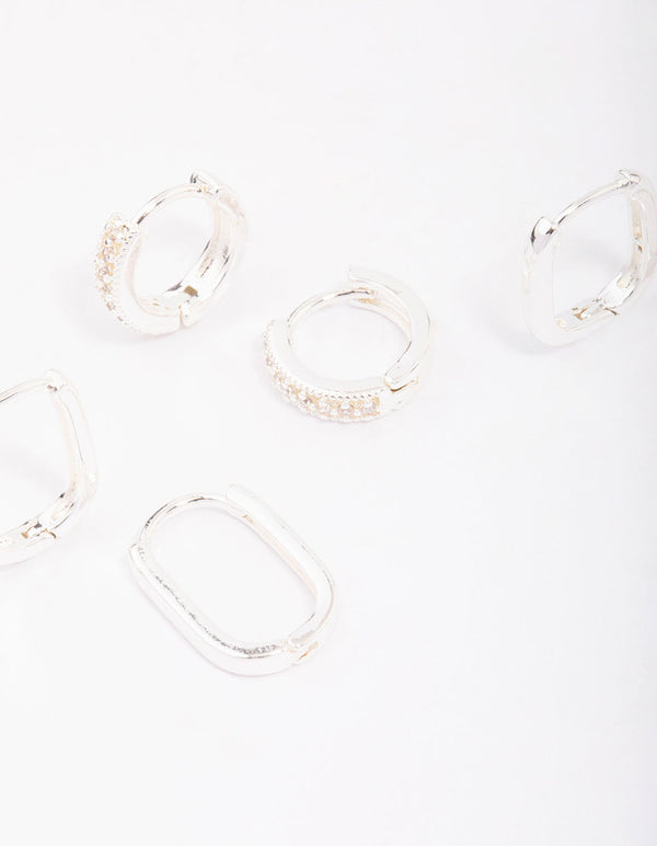 Silver Plated Brass Clean Pave Earring 3-Pack