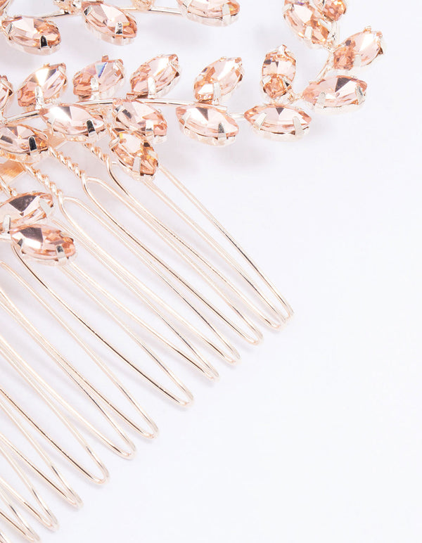 Rose Gold Posy Crystal Hair Comb