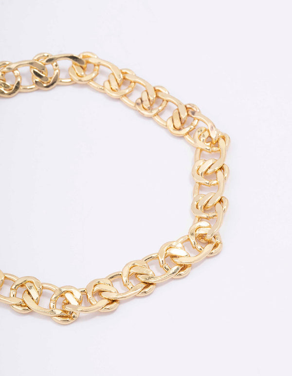 Gold Plated Brass Flat Loop Chain Bracelet