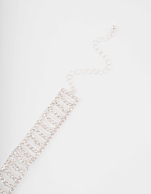 Silver Cubic Zirconia Solitaire Choker