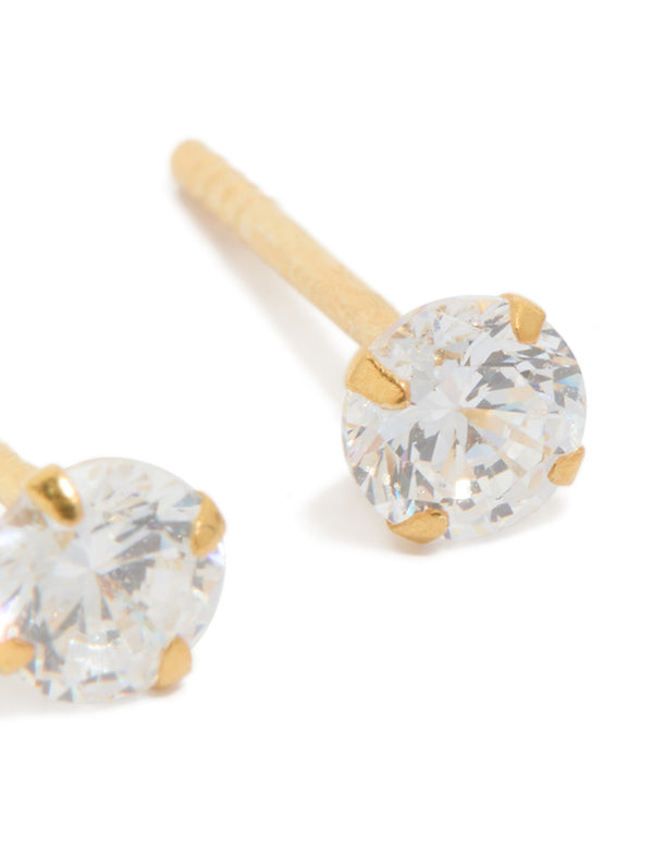 Gold Plated Sterling Silver Cubic Zirconia Srud Earrings