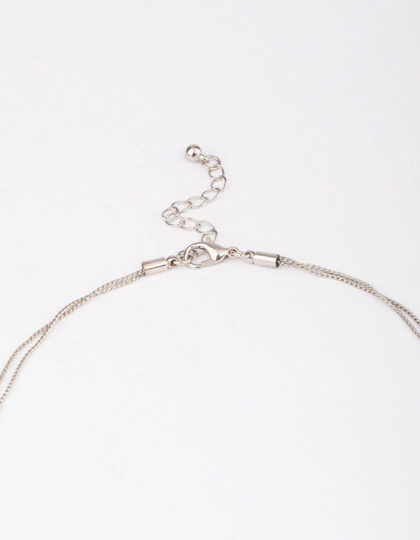 Silver Organic Round Circle Layered Necklace