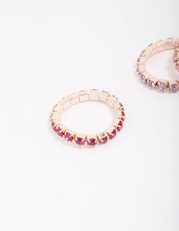 Rose Gold Bling Stretch Ring 3-Pack