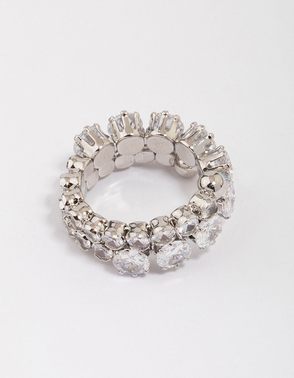 Silver Round Cubic Zirconia Wrapped Ring