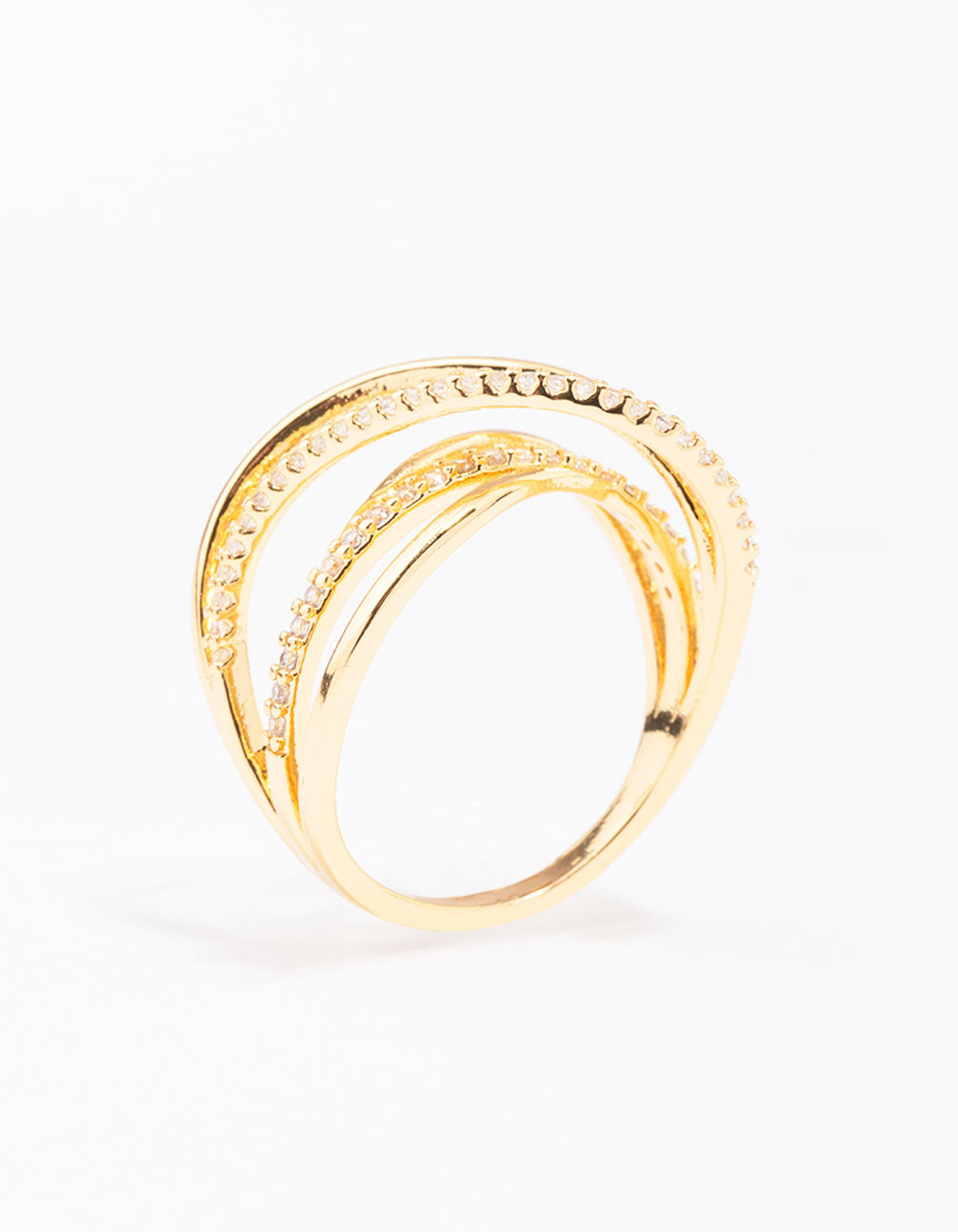 Gold Plated Thin Wrapped Cubic Zirconia Ring