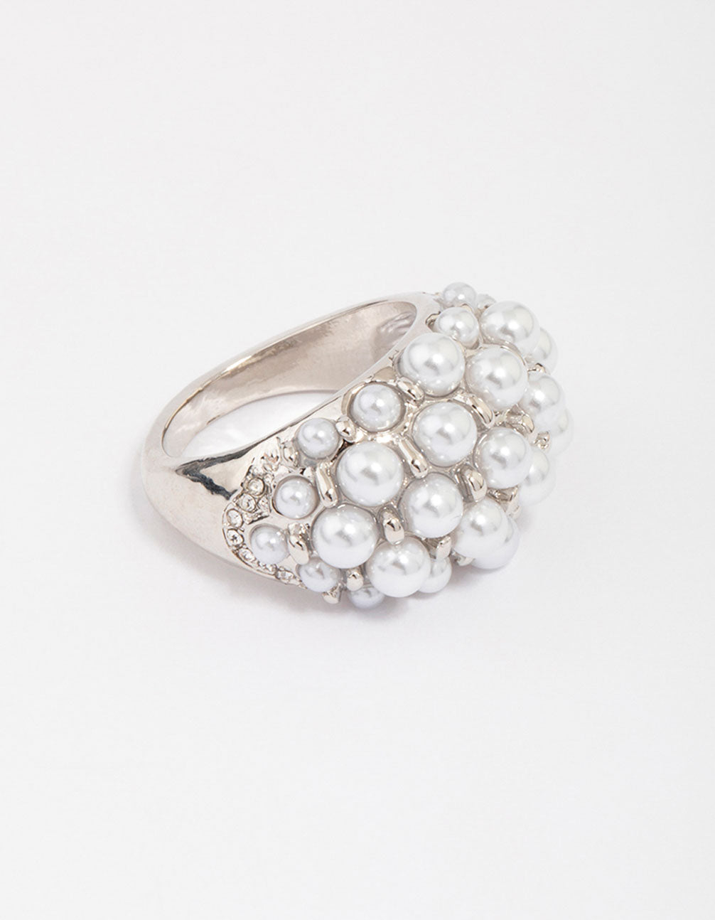 Silver Dome Pearl Cocktail Ring