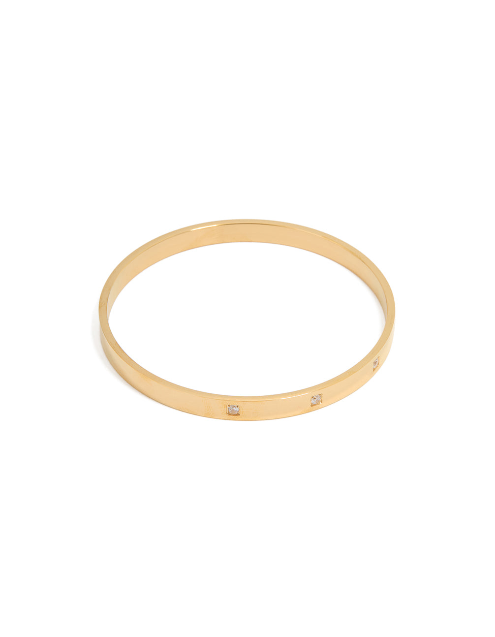 Waterproof Gold Plated Stainless Steel Triangular Cubic Zirconia Flat Bangle