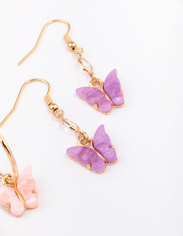 Gold Butterfly Drop Earring 3-Pack
