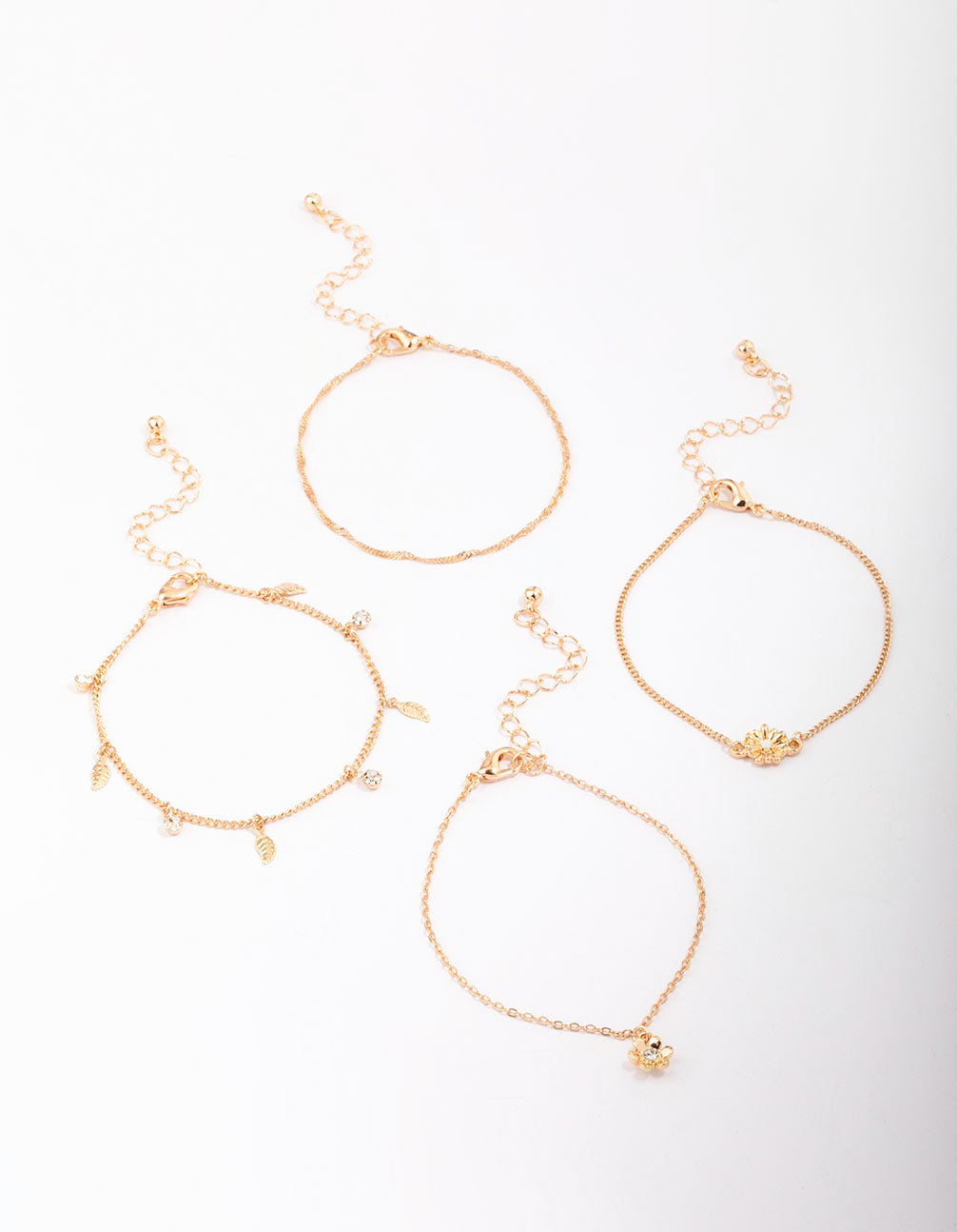 Gold Leaf Charm Bracelet 4-Pack
