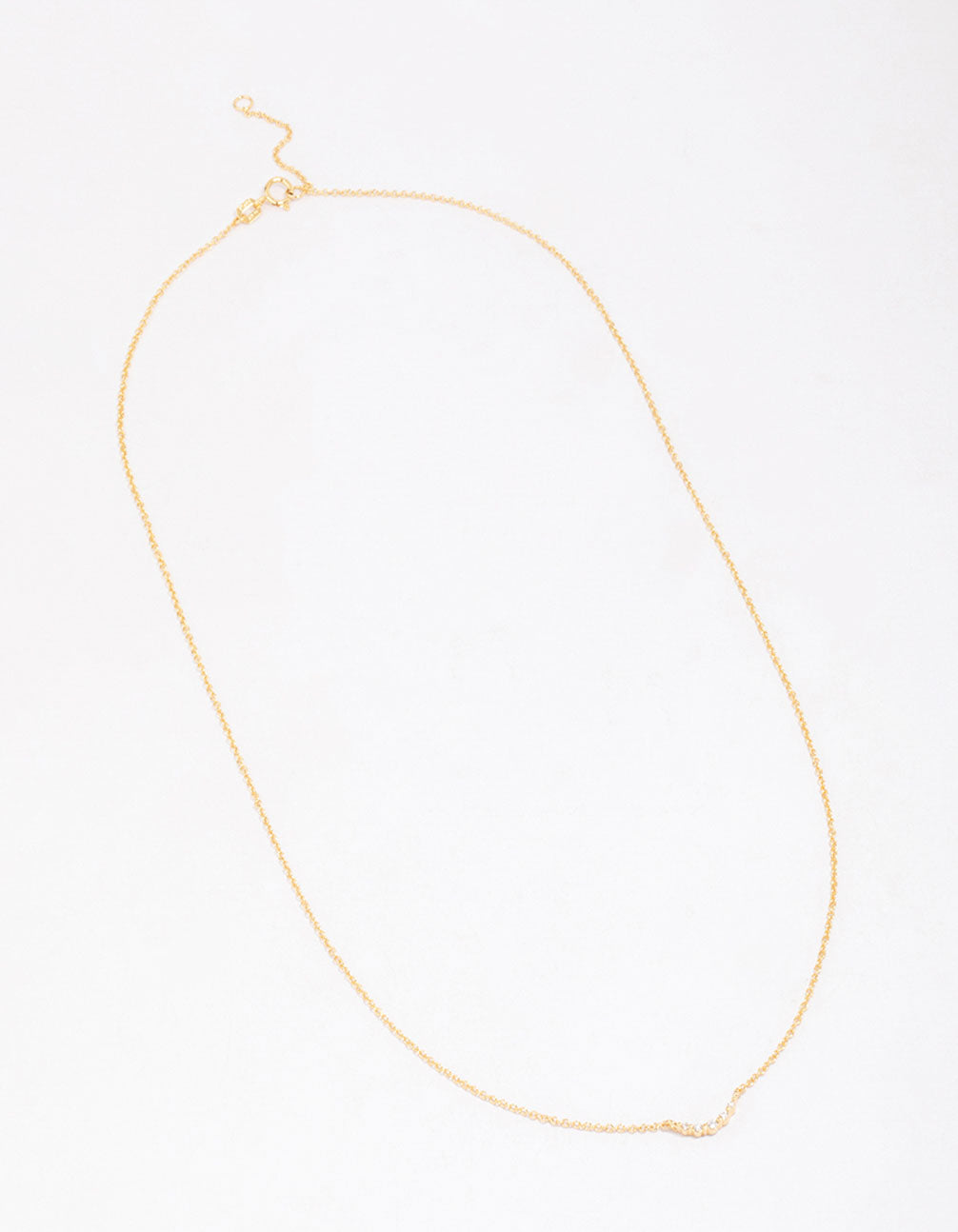Gold Plated Sterling Silver Curved Cubic Zirconia Pendant Necklace