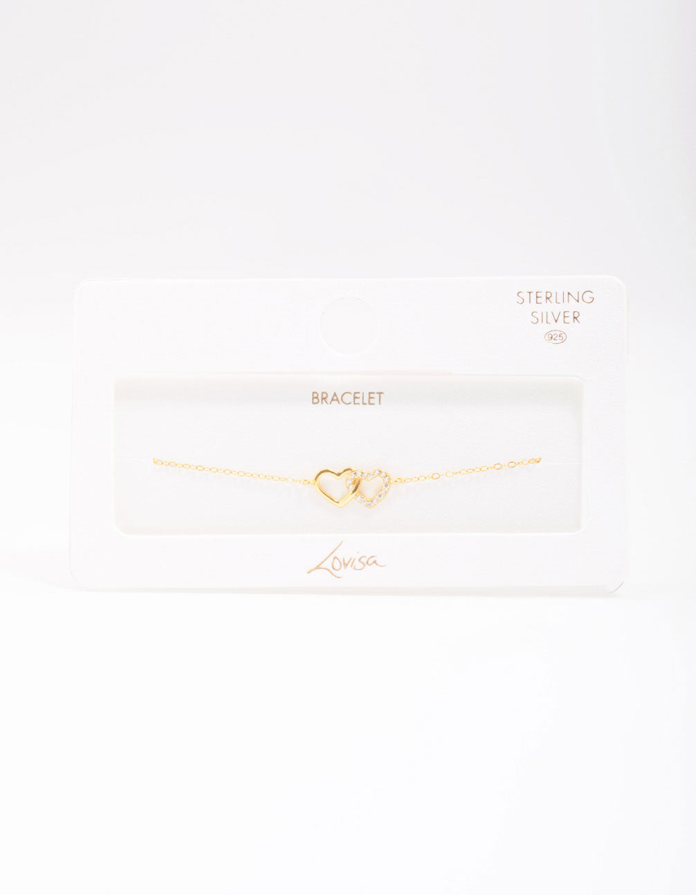 Gold Plated Sterling Silver Loop Heart Chain Bracelet