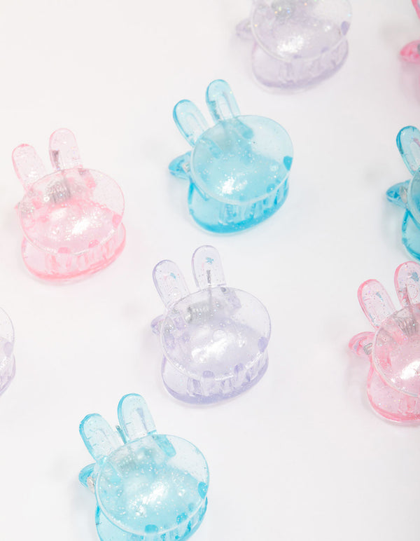 Kids Pastel Bunny Mini Hair Claw Clip 10-Pack