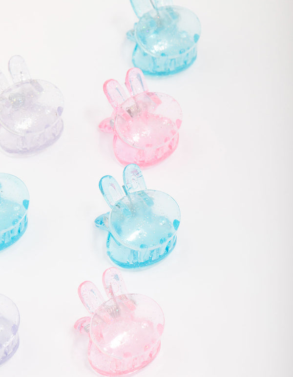 Kids Pastel Bunny Mini Hair Claw Clip 10-Pack