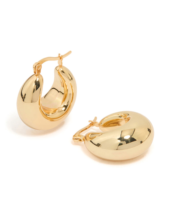 Waterproof Gold Plated Stainless Steel Full Bubble Hoop Earrings