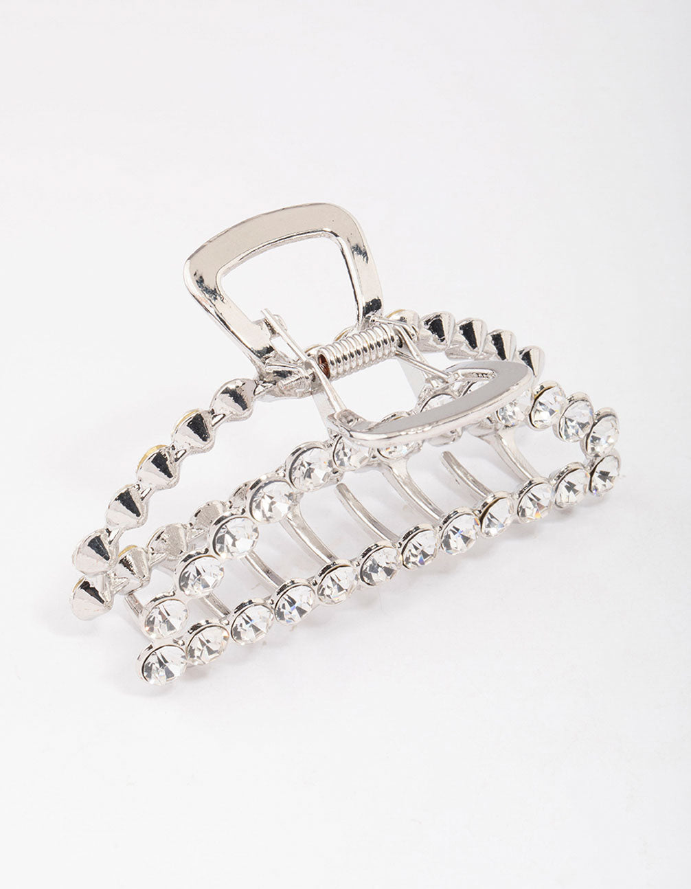 Silver Diamante Arched Hair Claw Clip