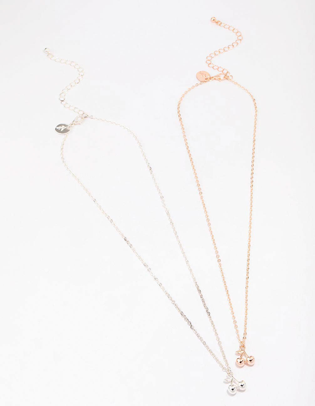 Mixed Metal Cherry Pendant Necklace Pack