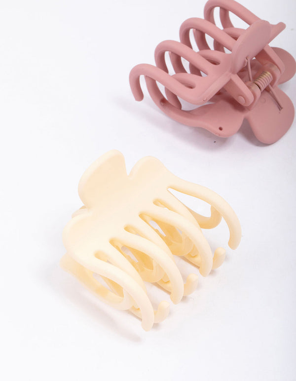 Small Two-Toned Double Grip Hair Claw Clip Pack