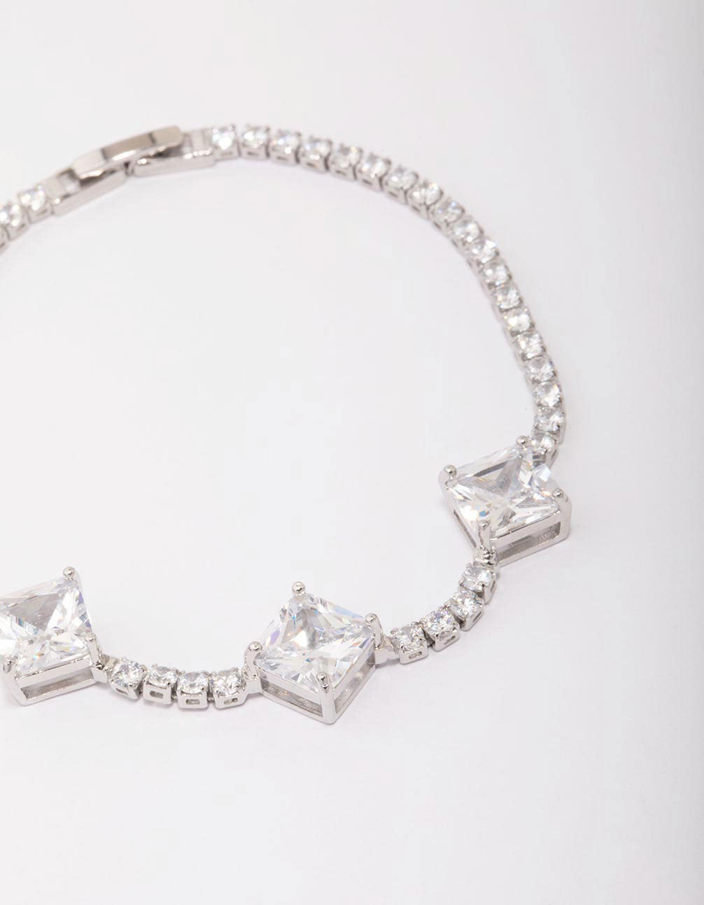 Silver Square Cubic Zirconia Bracelet
