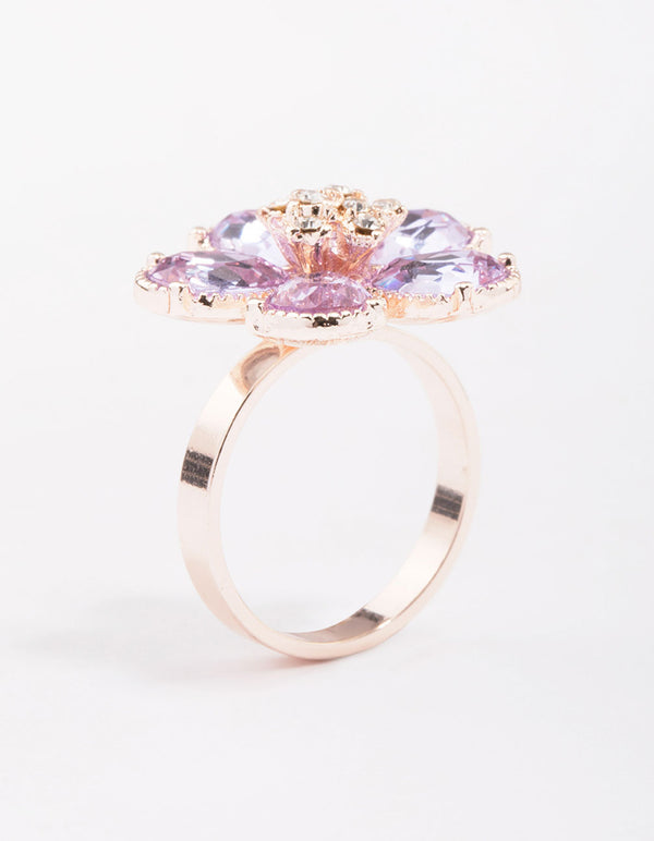 Rose Gold Lilac Flower Petal Ring