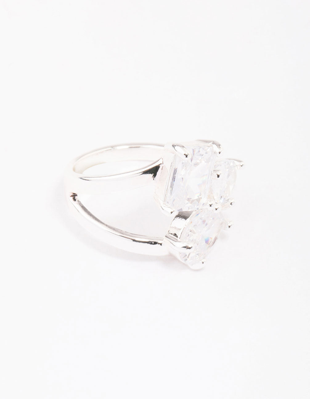 Silver Mixed Stone Trio Cubic Zirconia Ring