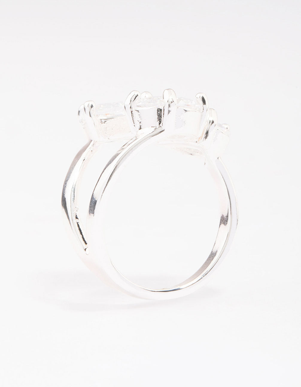 Silver Mixed Stone Trio Cubic Zirconia Ring