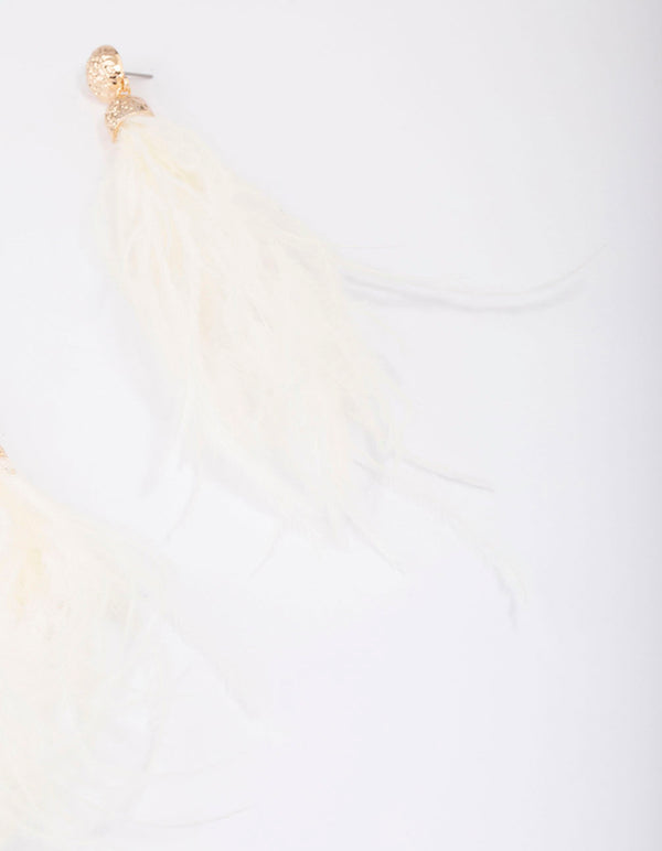 Rose Gold Textured Feather Drop Earrings
