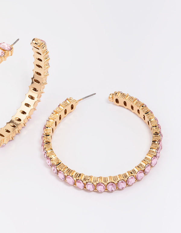 Gold Navette Diamante Hoop Earrings