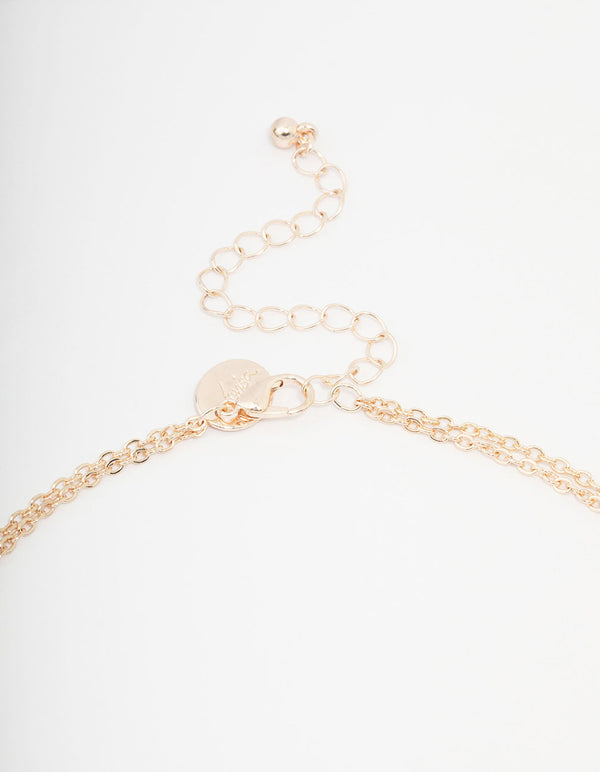 Kids Rose Gold Pearl Butterfly Layered Necklace