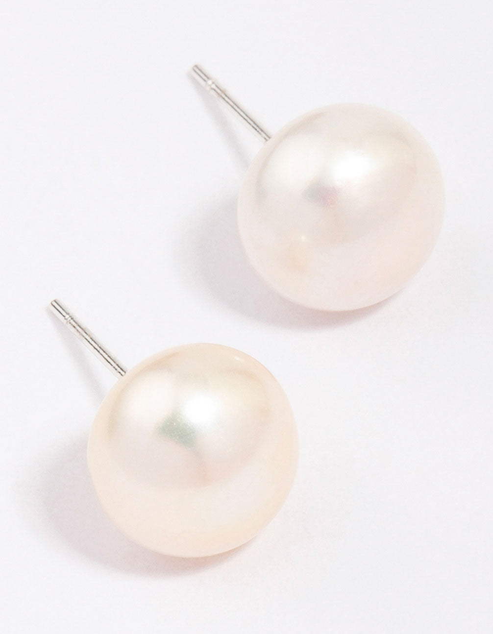 Silver Plated Classic Freshwater Pearl Stud Earrings