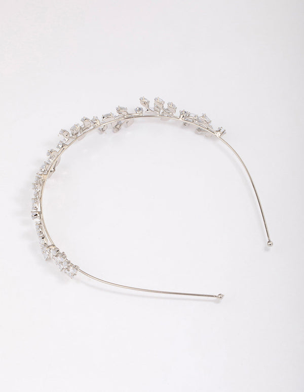 Silver Marquise Round Leaf Headband