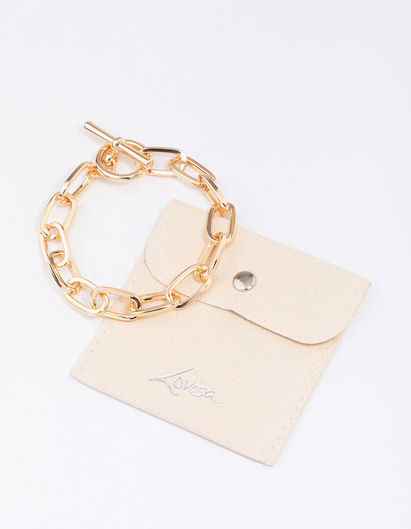 Gold Oval Link T&O Chain Bracelet