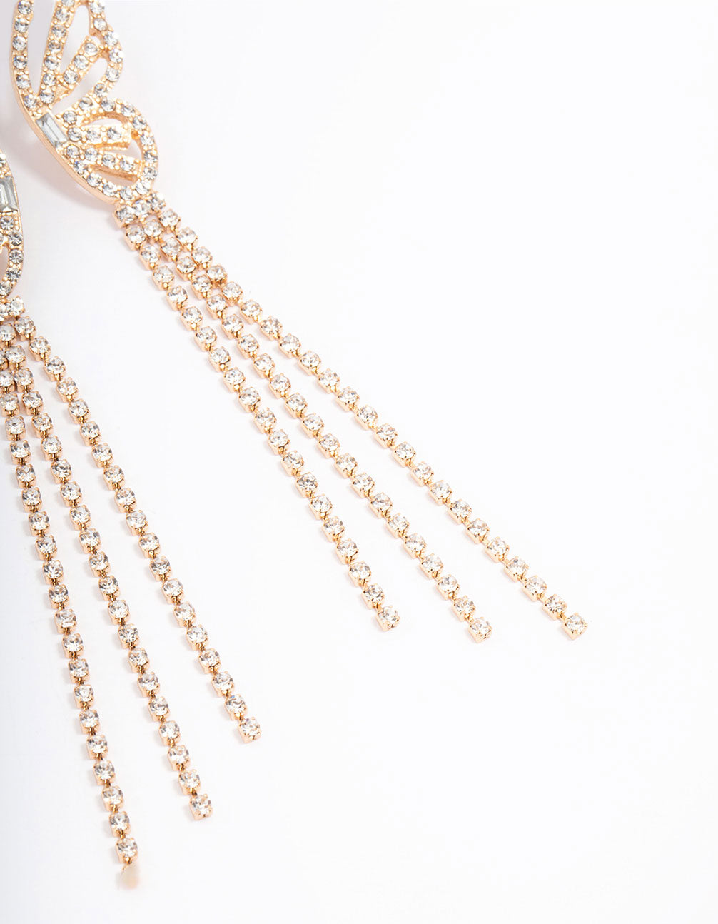 Gold Butterfly Cup Chain Drop Earrings