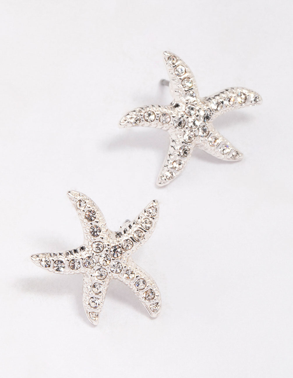 Silver Diamante Starfish Stud Earrings