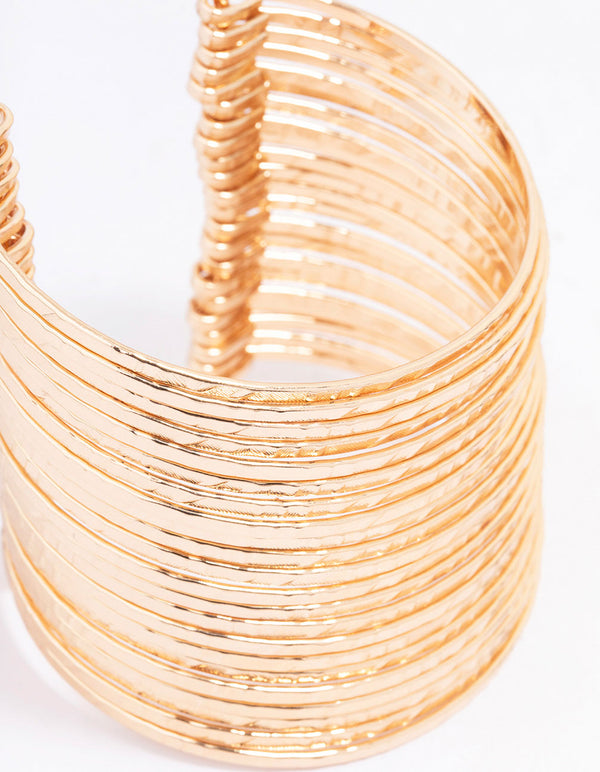 Gold Large Textured Wrist Cuff