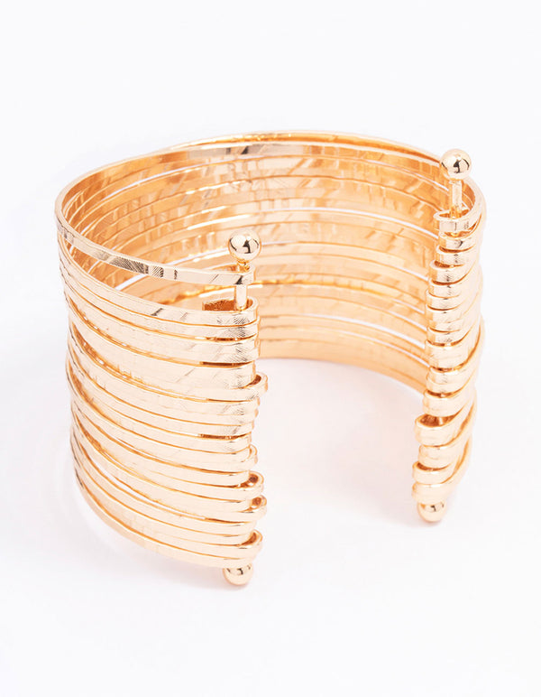 Gold Large Textured Wrist Cuff