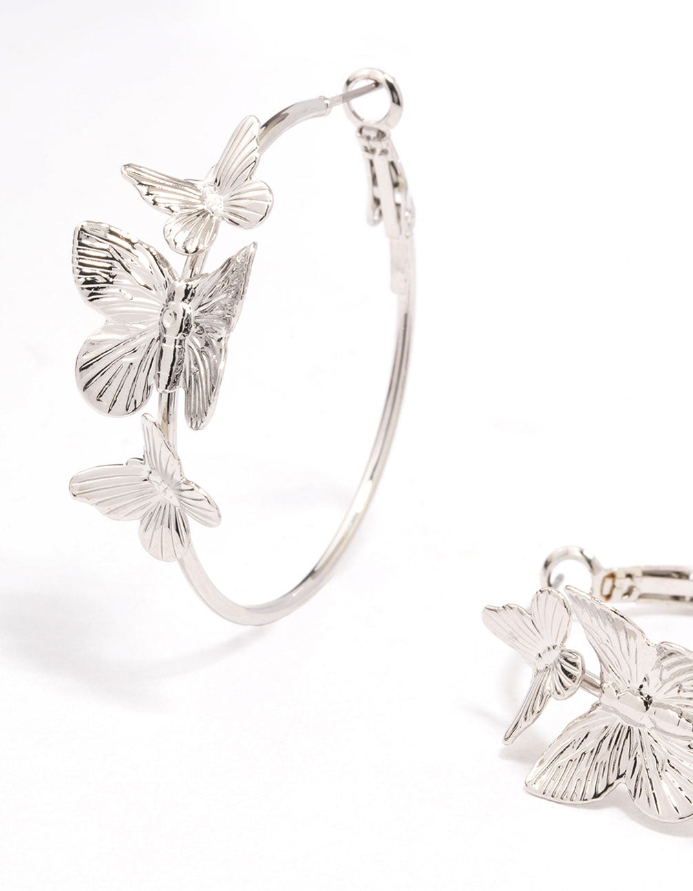 Silver Fine Butterfly Hoop Earrings